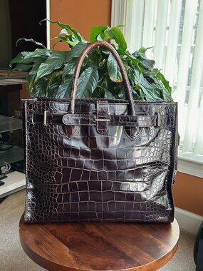 FURLA Leather Tote Bag Chocolate Brown